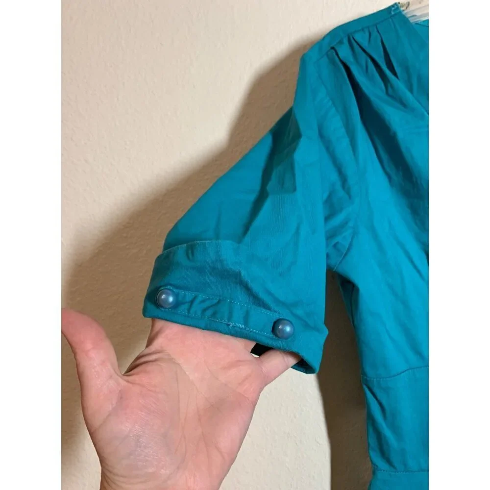 VTG Mint Limit Dress Retro 50s 60s Cotton Teal Blue Business Casual Size Large - Picture 3 of 6